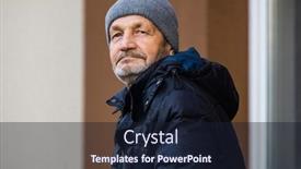  Presentation with elderly people arts and crafts - Presentation design featuring elderly-bearded-pensive-man background and a wine colored foreground