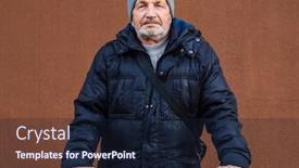  Presentation with elderly people arts and crafts - Beautiful PPT layouts featuring elderly-bearded-pensive-man backdrop and a wine colored foreground
