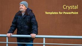  Presentation with elderly people arts and crafts - Slide deck with elderly-bearded-pensive-man background and a tawny brown colored foreground