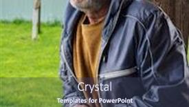  Presentation with elderly - Slide deck enhanced with elderly-bearded-village-man-outdoors background and a tawny brown colored foreground