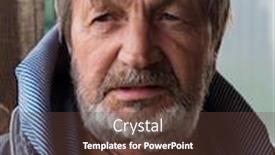  Presentation with elderly - Amazing PPT theme having elderly-bearded-village-man-outdoors backdrop and a tawny brown colored foreground