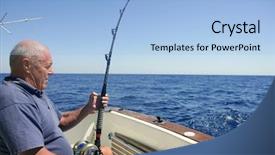  Presentation with sport blue - Audience pleasing slides consisting of elderly big game sport fishing backdrop and a light blue colored foreground