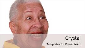  Presentation with pure white - PPT theme consisting of elderly black people - african american woman laughing background and a soft green colored foreground