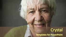  Presentation with gray - Colorful slide deck enhanced with elderly black women - close-up portrait of a gray-haired backdrop and a tawny brown colored foreground