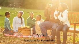  Presentation with picnic - PPT layouts having elderly black women - happy family having a picnic background and a gold colored foreground