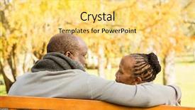  Presentation with active seniors senior couple - Beautiful presentation design featuring elderly black women - happy senior couple discussing together backdrop and a yellow colored foreground