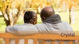  Presentation with active seniors senior couple - Amazing slide set having elderly black women - happy senior couple discussing together backdrop and a yellow colored foreground