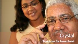  Presentation with black women - Theme consisting of illustration of abstract background with round net background and a dark gray colored foreground