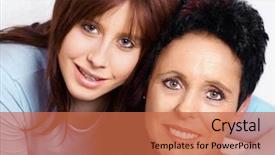  Presentation with black women - Amazing PPT theme having elderly black women - teenage daughter embraces mature mother backdrop and a red colored foreground