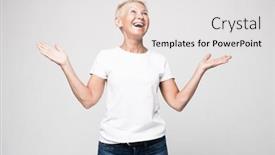  Presentation with elderly cats - Slide set with elderly-blonde-glad-excited-cheerful background and a light gray colored foreground