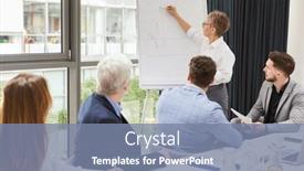  Presentation with consulting - Slide deck having elderly-business-woman background and a seafoam green colored foreground