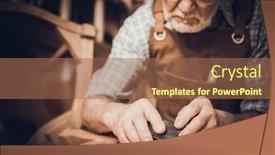  Presentation with carpenter - Colorful PPT theme enhanced with elderly-carpenter-with-glasses-smooths backdrop and a coral colored foreground