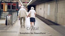  Presentation with elderly holding pills - Presentation theme consisting of elderly-caucasian-couple-holding-hands background and a light gray colored foreground