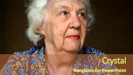  Presentation with happy sad mask face - Cool new PPT layouts with elderly cheerful happy woman face backdrop and a red colored foreground