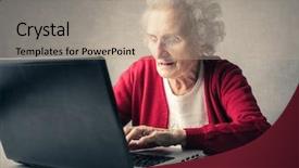  Presentation with fermentation technology - PPT theme enhanced with elderly computer - dealing with technology background and a coral colored foreground