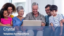  Presentation with family 3 - Colorful slide deck enhanced with elderly computer - happy family using laptop backdrop and a ocean colored foreground