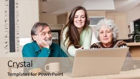  Presentation with teenage girl - Presentation having elderly computer - happy teenage girl and her background and a lemonade colored foreground