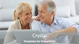  Presentation with internet - Presentation theme having elderly computer - senior couple websurfing on internet background and a gray colored foreground