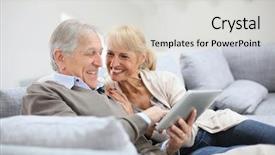  Presentation with internet suchmaschine - Presentation theme with elderly couple - cheerful senior people websurfing background and a light gray colored foreground