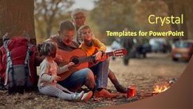  Presentation with campfire - PPT layouts enhanced with elderly-couple-and-grandchildren-playing background and a tawny brown colored foreground