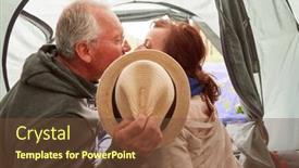  Presentation with tent - Theme consisting of elderly-couple-covering-face background and a  colored foreground