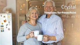  Presentation with elderly home - Theme enhanced with elderly-couple-drinking-coffee background and a coral colored foreground