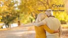  Presentation with robot elderly - Cool new presentation with elderly couple embracing in autumn backdrop and a gold colored foreground