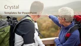  Presentation with elderly - PPT theme consisting of elderly-couple-enjoying-the-view background and a cream colored foreground