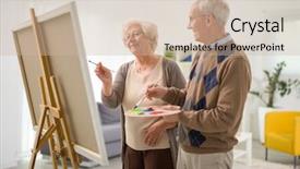  Presentation with elderly prevention - Slides enhanced with elderly couple having fun together background and a soft green colored foreground