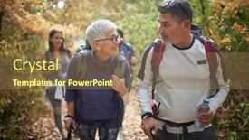  Presentation with hiking - Presentation theme with elderly-couple-in-conversation background and a coral colored foreground