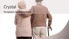  Presentation with elderly - Presentation design consisting of elderly couple isolated on white background and a soft green colored foreground