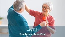  Presentation with senior couple - Beautiful presentation theme featuring elderly-couple-on-valentine-s backdrop and a ocean colored foreground