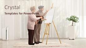  Presentation with elderly prevention - PPT layouts featuring elderly-couple-painting-with-brushes background and a lemonade colored foreground