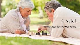  Presentation with elderly - Beautiful presentation theme featuring elderly couple playing chess backdrop and a lemonade colored foreground