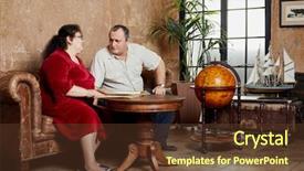  Presentation with old couple - Presentation enhanced with books door - elderly couple read old book background and a tawny brown colored foreground