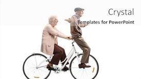  Presentation with bicycle - Amazing slide deck having elderly-couple-riding backdrop and a white colored foreground