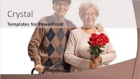  Presentation with roses - Amazing PPT layouts having elderly-couple-standing-with-red backdrop and a soft green colored foreground