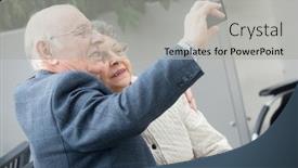  Presentation with selfie - PPT theme with elderly-couple-taking-selfie background and a light gray colored foreground