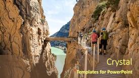  Presentation with trekking - Presentation theme featuring elderly-couple-trekking-in-caminito background and a tawny brown colored foreground