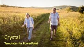  Presentation with social distancing - Presentation theme having elderly-couple-trekking background and a tawny brown colored foreground