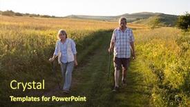  Presentation with trekking - Presentation design featuring elderly-couple-trekking background and a tawny brown colored foreground