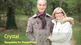  Presentation with woods - Cool new presentation theme with elderly couple walking through woods backdrop and a tawny brown colored foreground