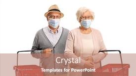  Presentation with face masks - Beautiful presentation featuring elderly-couple-wearing-medical-face backdrop and a coral colored foreground