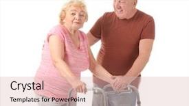  Presentation with frame - Slide deck having elderly couple with walking frame background and a lemonade colored foreground