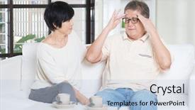  Presentation with old man - Theme consisting of elderly dementia - asian old man headache sitting background and a light blue colored foreground