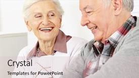  Presentation with happy retirement - PPT layouts enhanced with elderly dementia - happy smiling senior couple background and a lemonade colored foreground