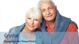  Presentation with senior heands - Presentation design consisting of elderly dementia - senior couple portrait on white background and a light blue colored foreground