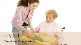  Presentation with change brings opportunity - Cool new slides with elderly dementia - teen volunteer brings lunch backdrop and a yellow colored foreground