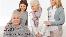  Presentation with generations - Presentation theme consisting of elderly dementia - three generations with happy senior background and a coral colored foreground