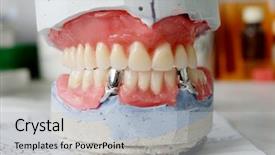  Presentation with dental - Theme enhanced with elderly denture - dental background work in clinic background and a light gray colored foreground